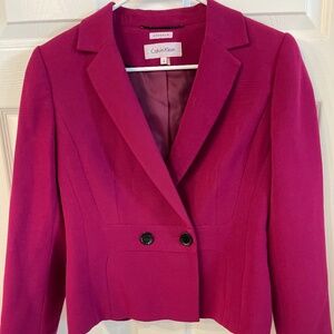 Calvin Klein Blazer Raspberry Pink Black Buttons